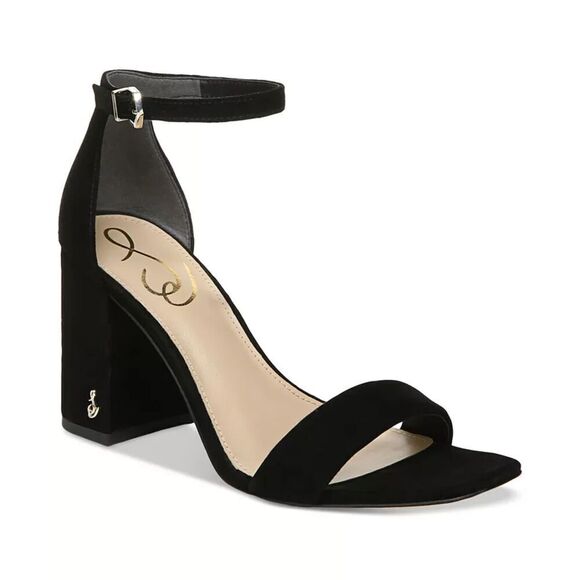 Sam Edelman "Odila" Black  Suede Strapy Block Heel Open Shoes size 9.5W - Picture 1 of 10
